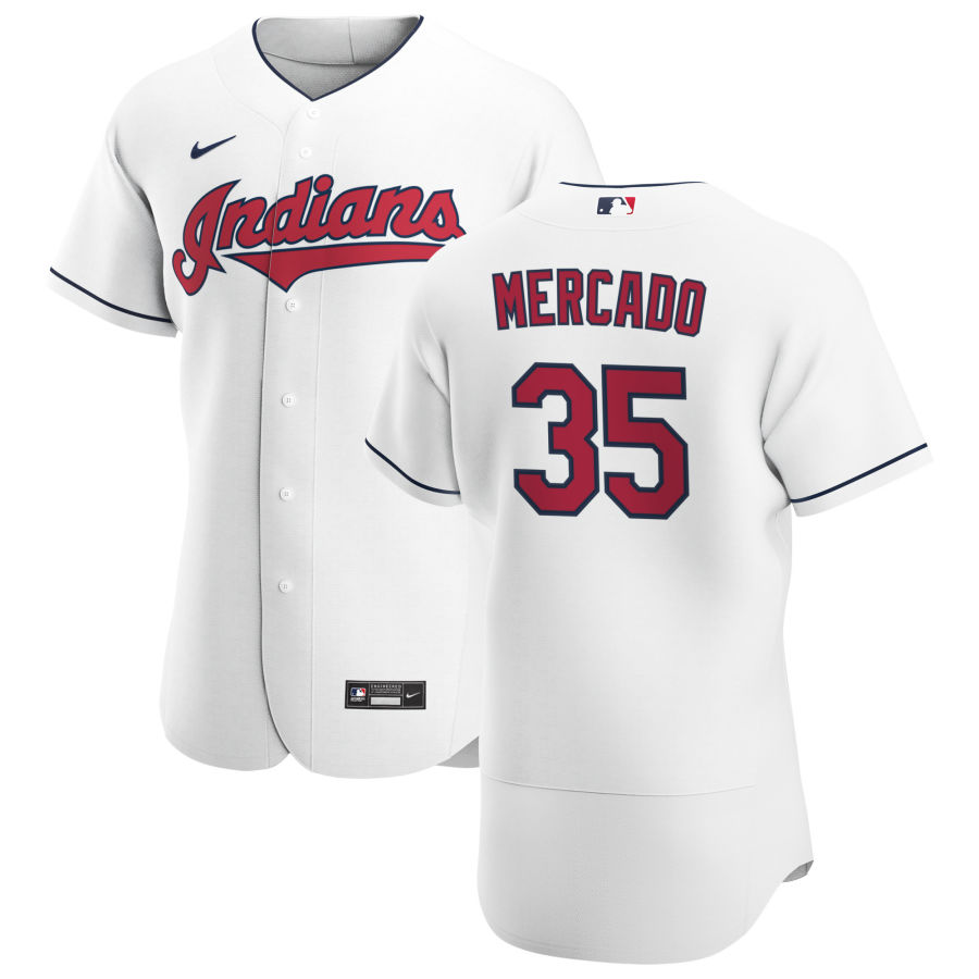 Cleveland Indians 35 Oscar Mercado Men Nike White Home 2020 Authentic Team MLB Jersey